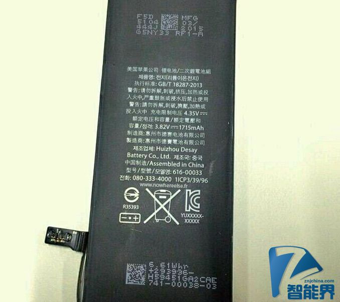 悲?。篿Phone 6s 電池容量或只有1715毫安
